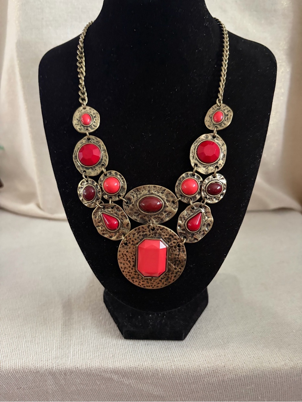 Ruby Rd Statement Red Gem Bib Necklace - Fashion Brand